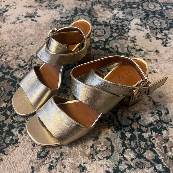 Robert Clergerie Gold Metallic Leather Strappy Sandals sz 38/US 7 - Picture 2 of 6